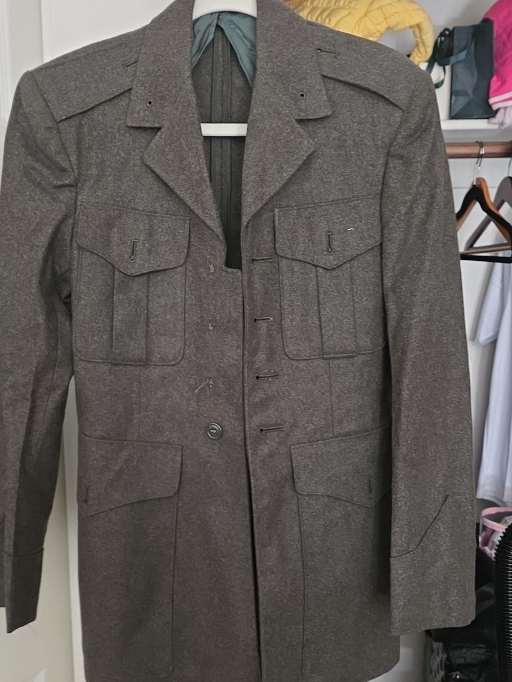 Vintage Men's Military Field Coat - Gray
